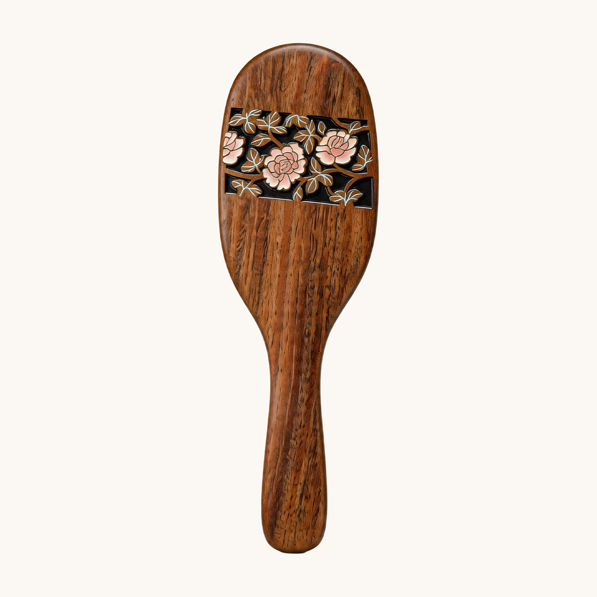 Brosse à cheveux en bois avec fleur de rose 3D Brosse à cheveux en bois avec fleur de rose 3D