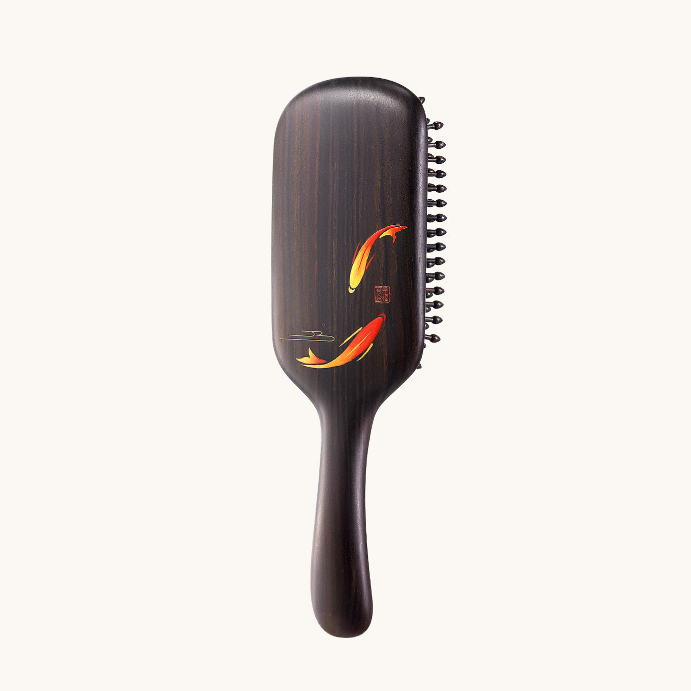 Brosse à cheveux en bois - Motif carpe koï Brosse à cheveux en bois - Motif carpe koï