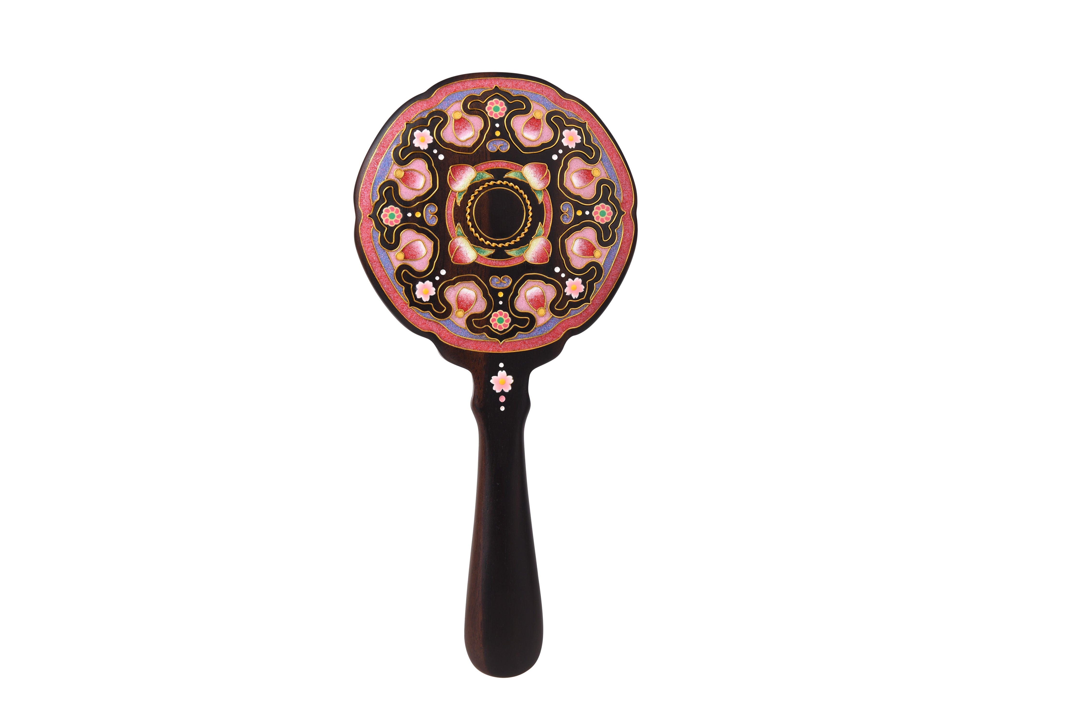 Harmonie quadruple | Miroir de poche en ébène émaillé cloisonné sur bois Harmonie quadruple | Miroir de poche en ébène émaillé cloisonné sur bois